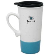 Wholesale - 18oz SPECKLE BLUE BOTTOM EYE HANDPAINT FOCUS TRAVEL MUG, UPC: 840104967027